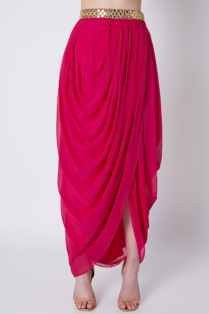 Fuchsia Embroidered Skirt Set by Preeti S Kapoor at Pernia's Pop Up Shop