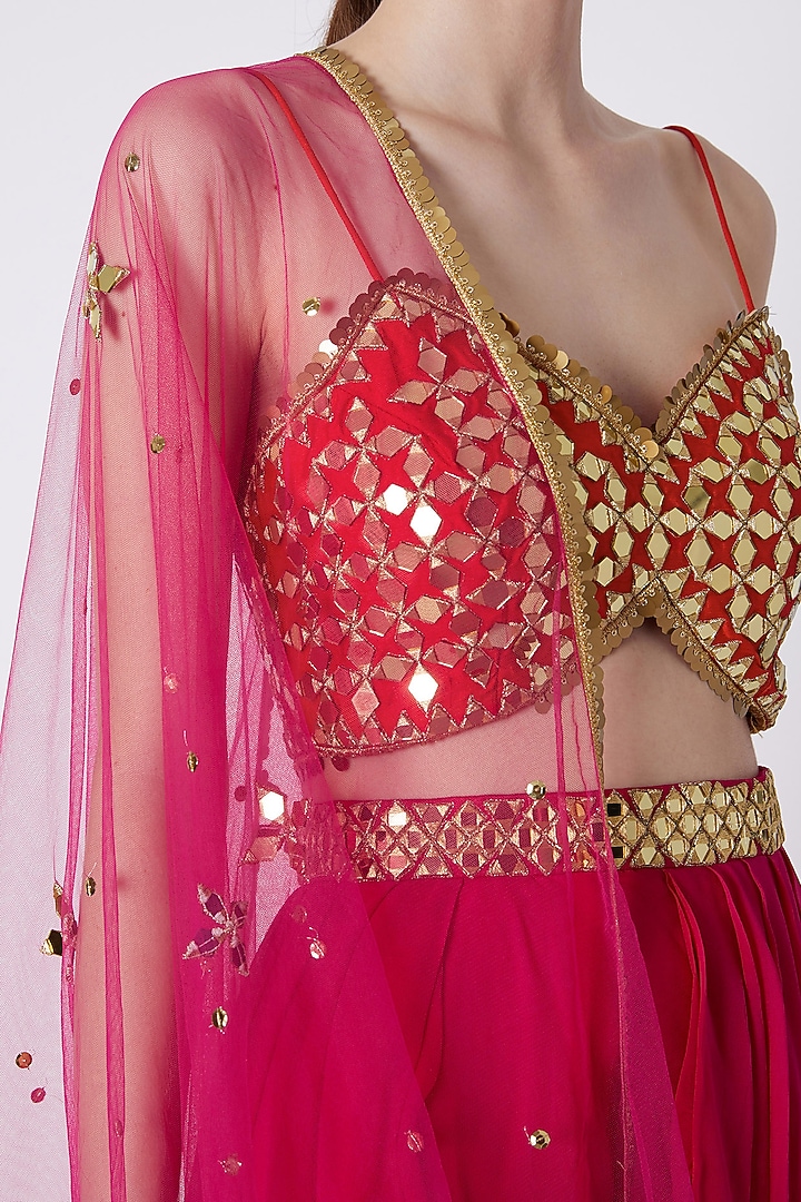 Fuchsia Embroidered Skirt Set by Preeti S Kapoor at Pernia's Pop Up Shop