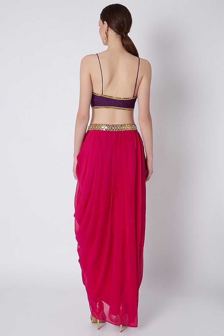 Fuchsia & Purple Mirrors Embroidered Skirt Set by Preeti S Kapoor at Pernia's Pop Up Shop