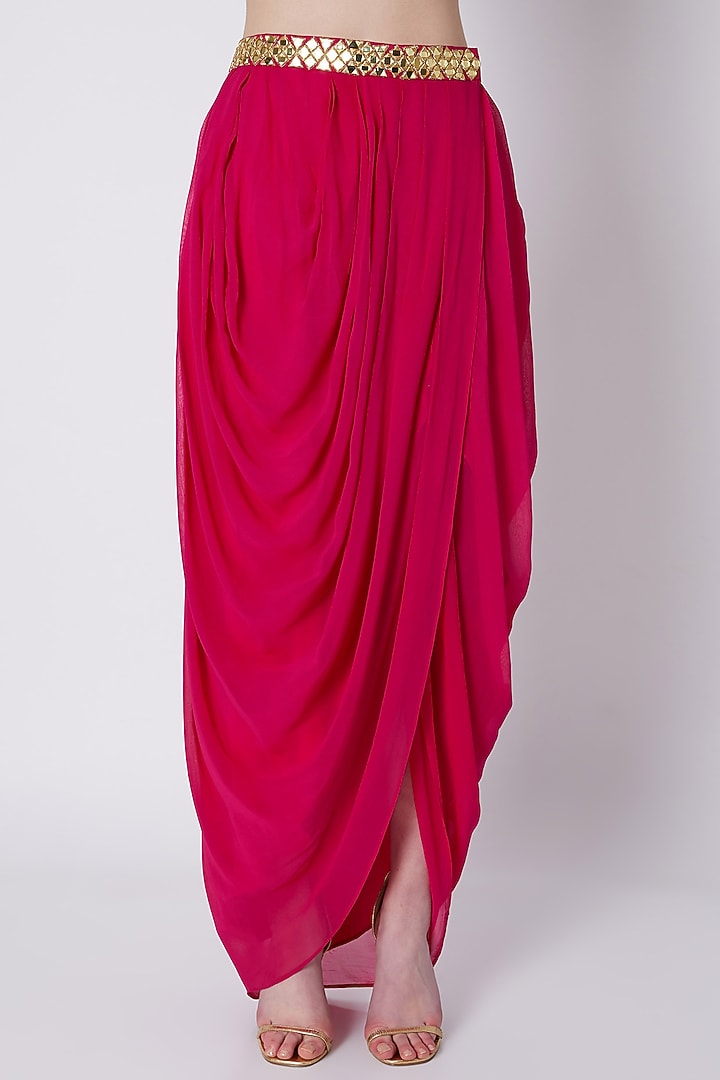 Fuchsia & Purple Mirrors Embroidered Skirt Set by Preeti S Kapoor at Pernia's Pop Up Shop