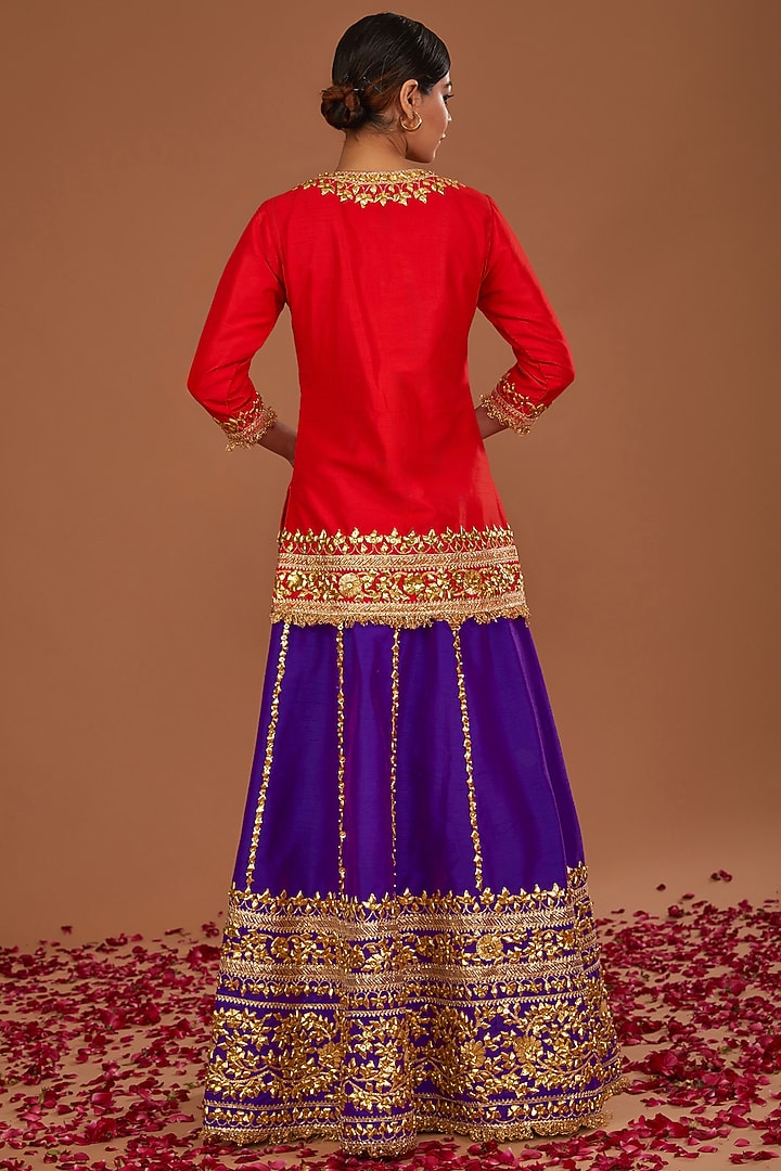 Purple Dupion Gota Work Wedding Lehenga Set by Preeti S Kapoor at Pernia's Pop Up Shop