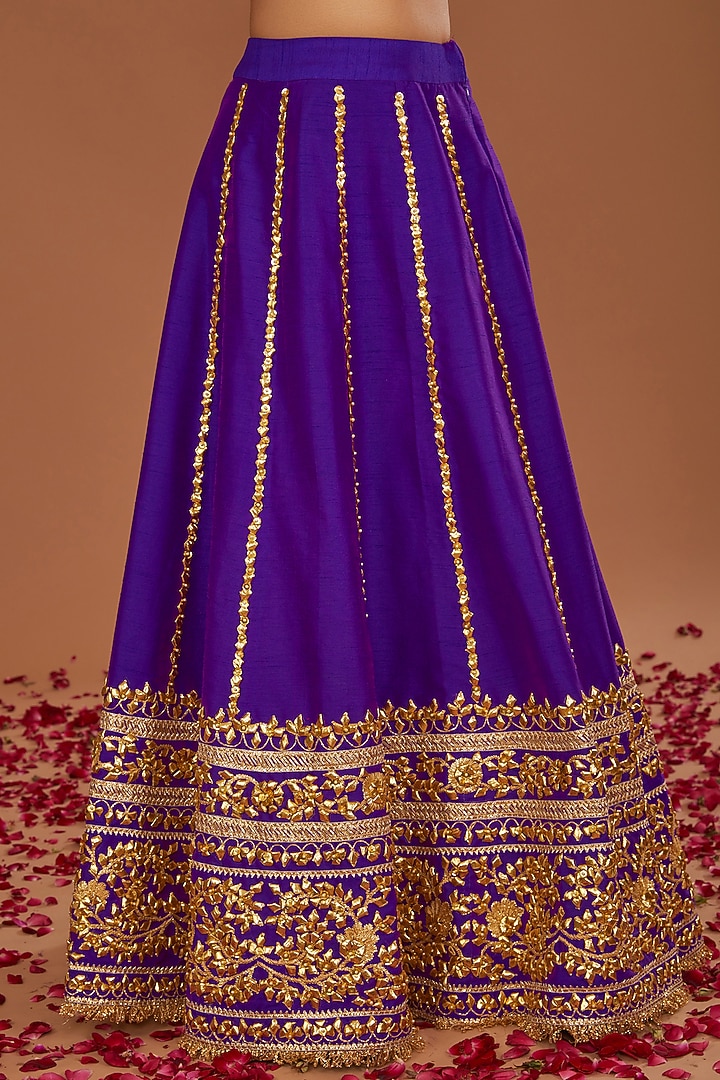 Purple Dupion Gota Work Wedding Lehenga Set by Preeti S Kapoor at Pernia's Pop Up Shop