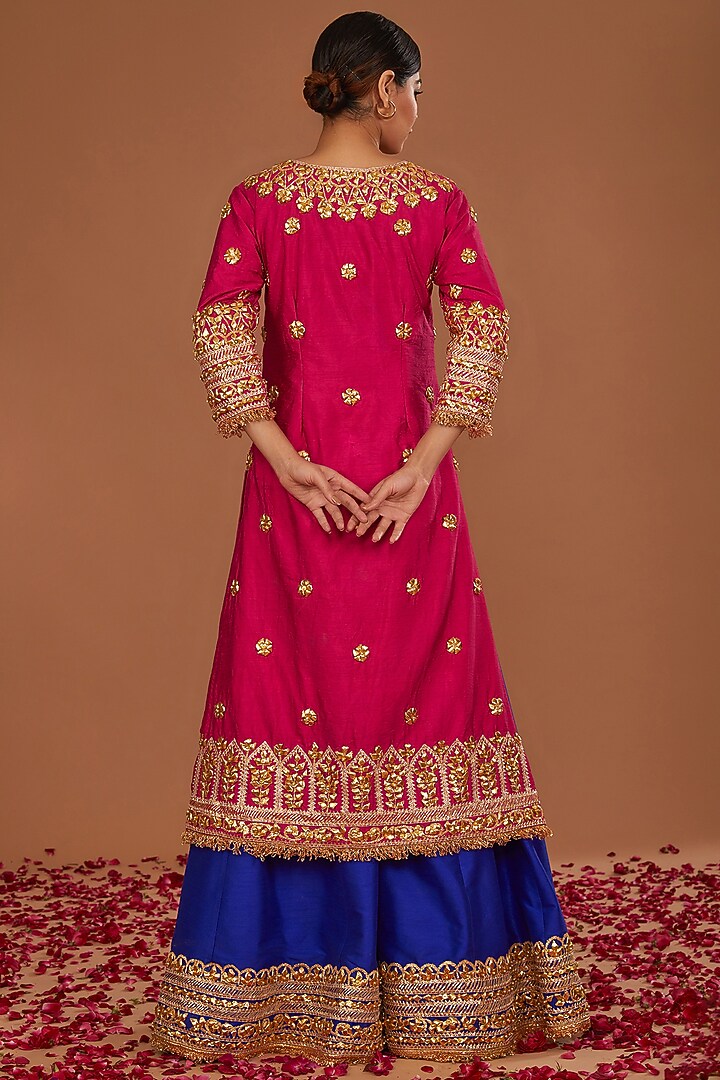 Fuchsia Dupion Gota Work Kurta Set by Preeti S Kapoor at Pernia's Pop Up Shop