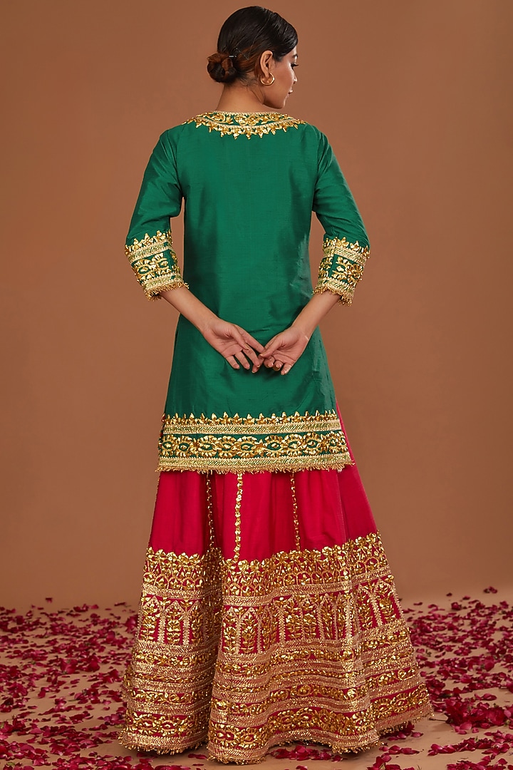 Fuchsia Dupion Gota Work Wedding Lehenga Set by Preeti S Kapoor at Pernia's Pop Up Shop