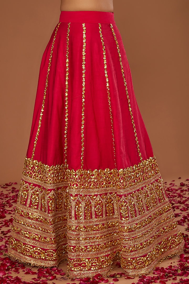 Fuchsia Dupion Gota Work Wedding Lehenga Set by Preeti S Kapoor at Pernia's Pop Up Shop