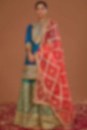 Green Dupion Gota Work Wedding Sharara Set by Preeti S Kapoor at Pernia's Pop Up Shop