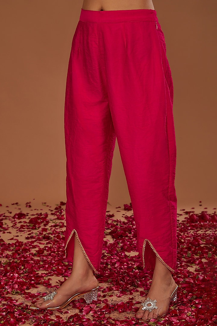 Fuchsia Dupion Gota Work Kurta Set by Preeti S Kapoor at Pernia's Pop Up Shop