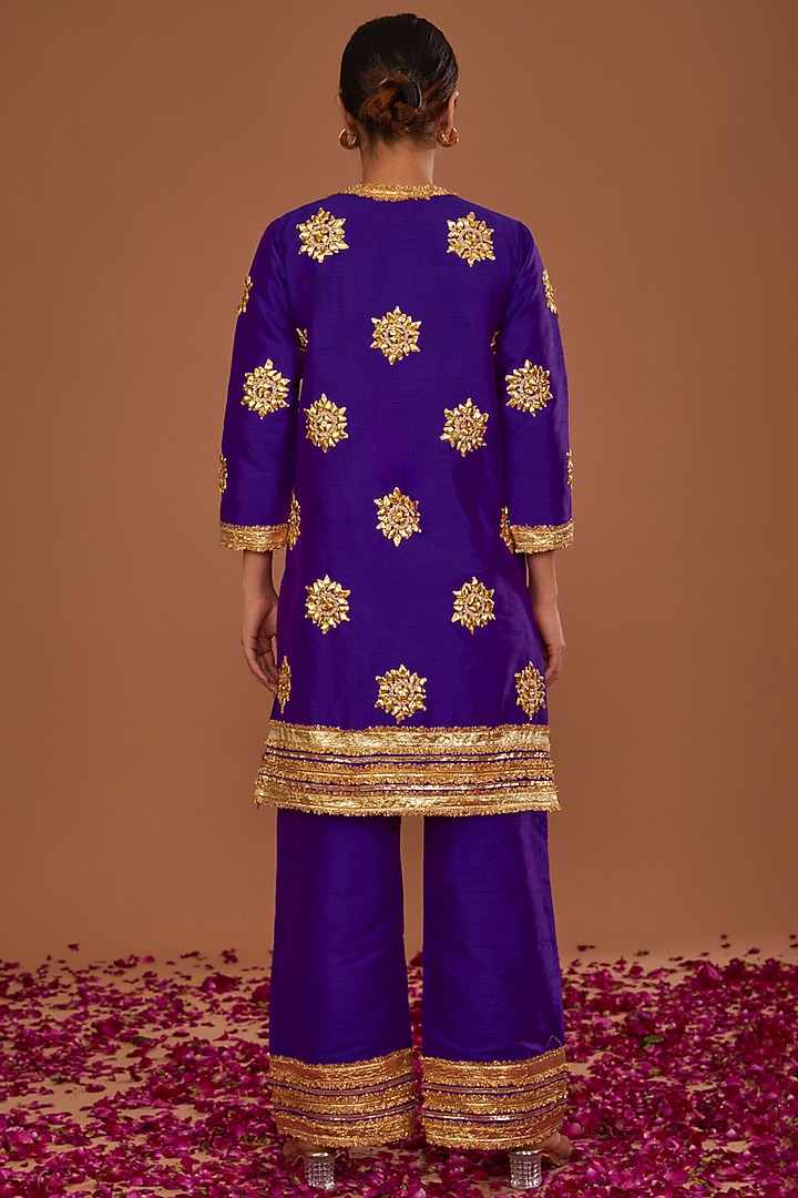 Purple Dupion Gota Work Kurta Set by Preeti S Kapoor at Pernia's Pop Up Shop