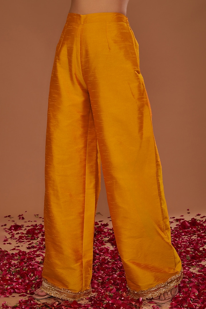 Peachy Orange Dupion Gota Work Kurta Set by Preeti S Kapoor at Pernia's Pop Up Shop