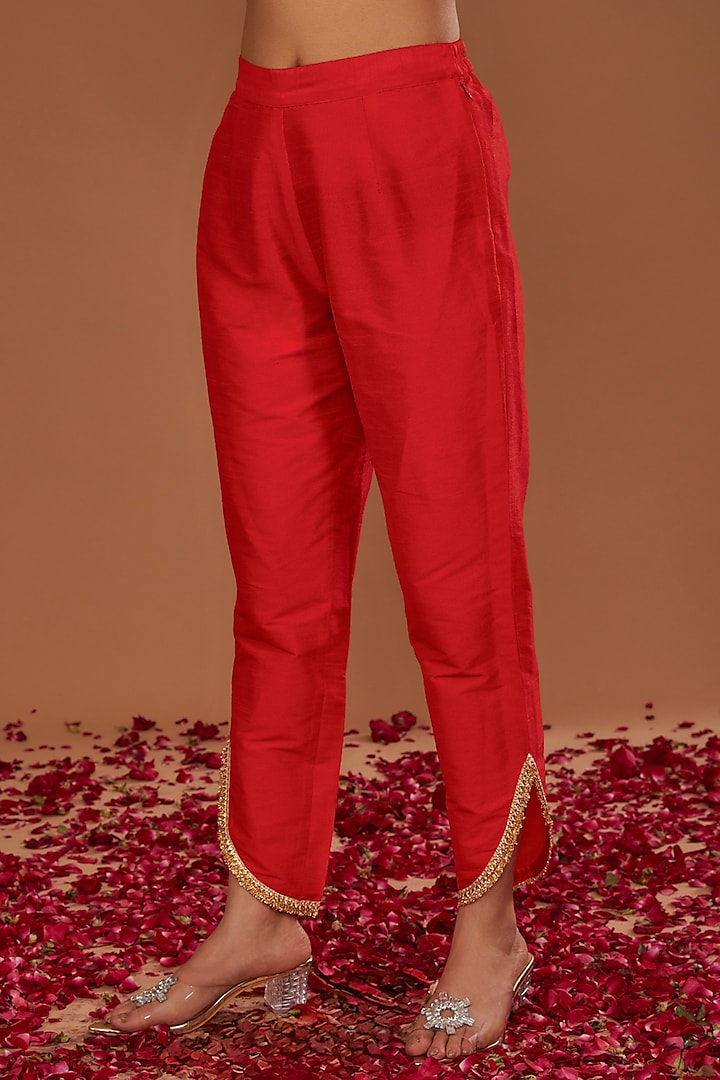 Red Dupion Gota Work Kurta Set by Preeti S Kapoor at Pernia's Pop Up Shop