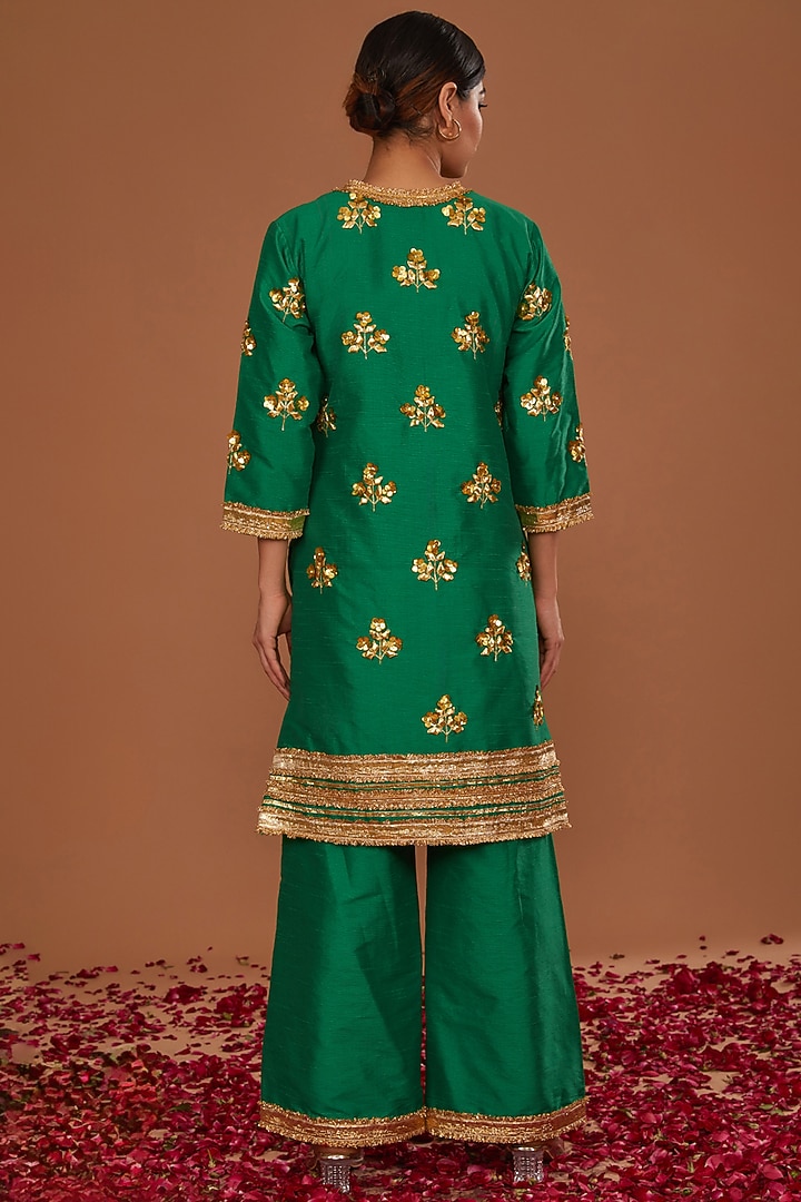 Green Dupion Gota Work Kurta Set by Preeti S Kapoor at Pernia's Pop Up Shop