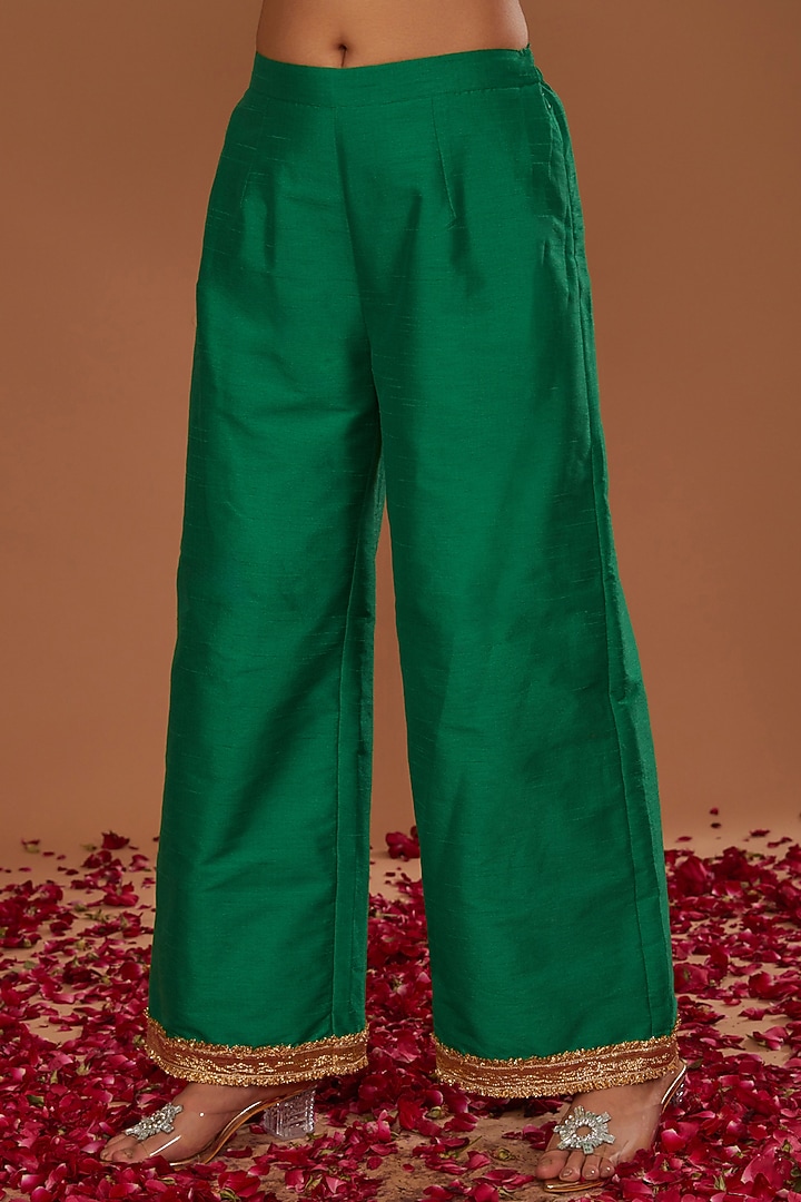 Green Dupion Gota Work Kurta Set by Preeti S Kapoor at Pernia's Pop Up Shop
