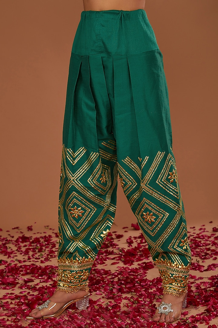 Red Dupion Gota Work Wedding Anarkali Set by Preeti S Kapoor at Pernia's Pop Up Shop