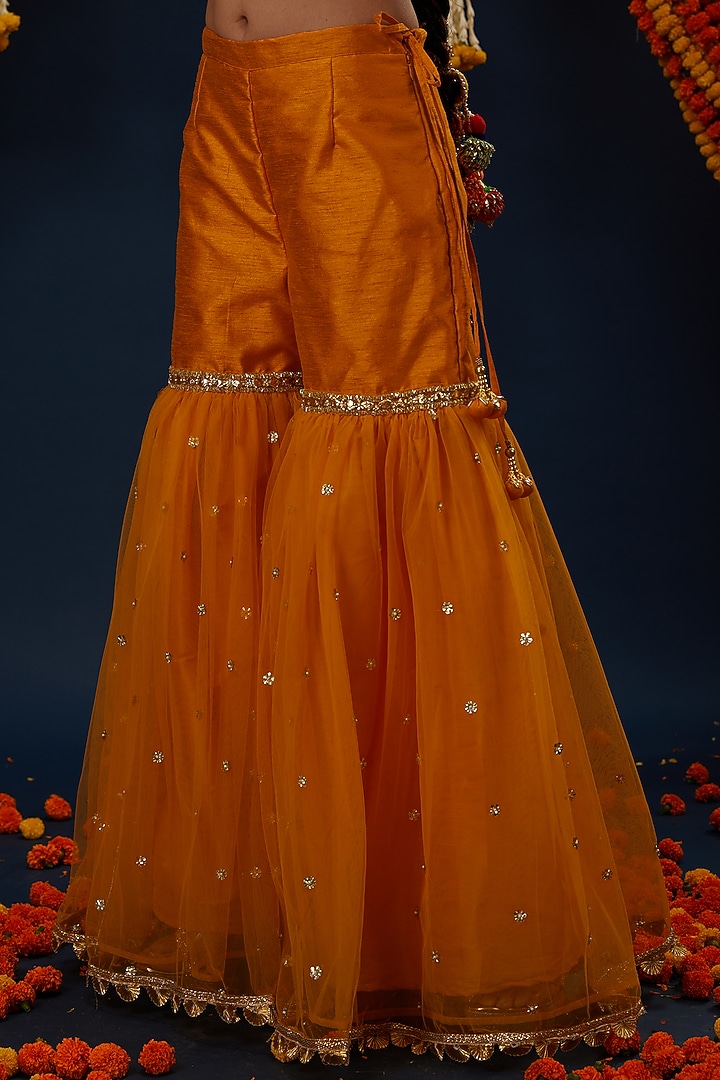 Bright Yellow Dupion & Net Gharara Set by Preeti S Kapoor at Pernia's Pop Up Shop
