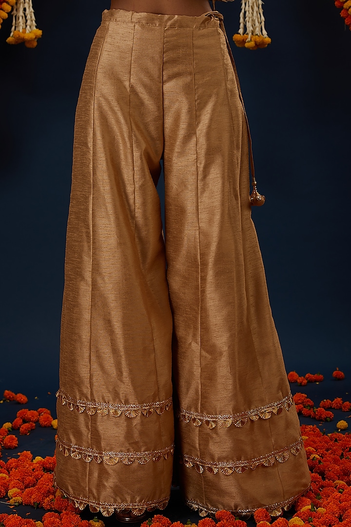 Beige Dupion Party Wear Sharara Set by Preeti S Kapoor at Pernia's Pop Up Shop