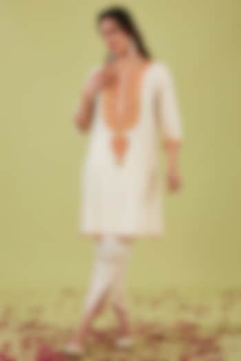 White Chanderi Zari Embroidered A-Line Kurta Set by Preeti S Kapoor at Pernia's Pop Up Shop