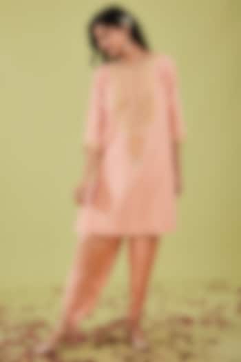 Pink Chanderi Zari Embroidered A-Line Kurta Set by Preeti S Kapoor at Pernia's Pop Up Shop