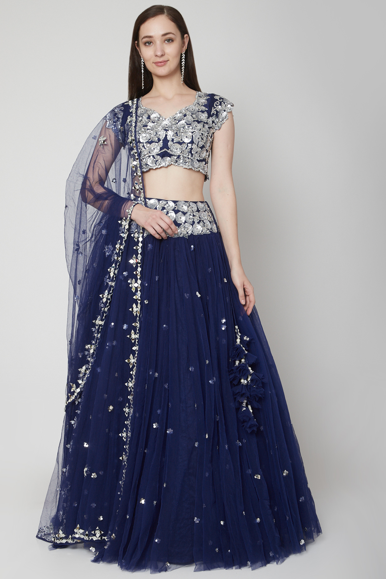 Midnight Blue Embroidered Lehenga Set by Preeti S Kapoor