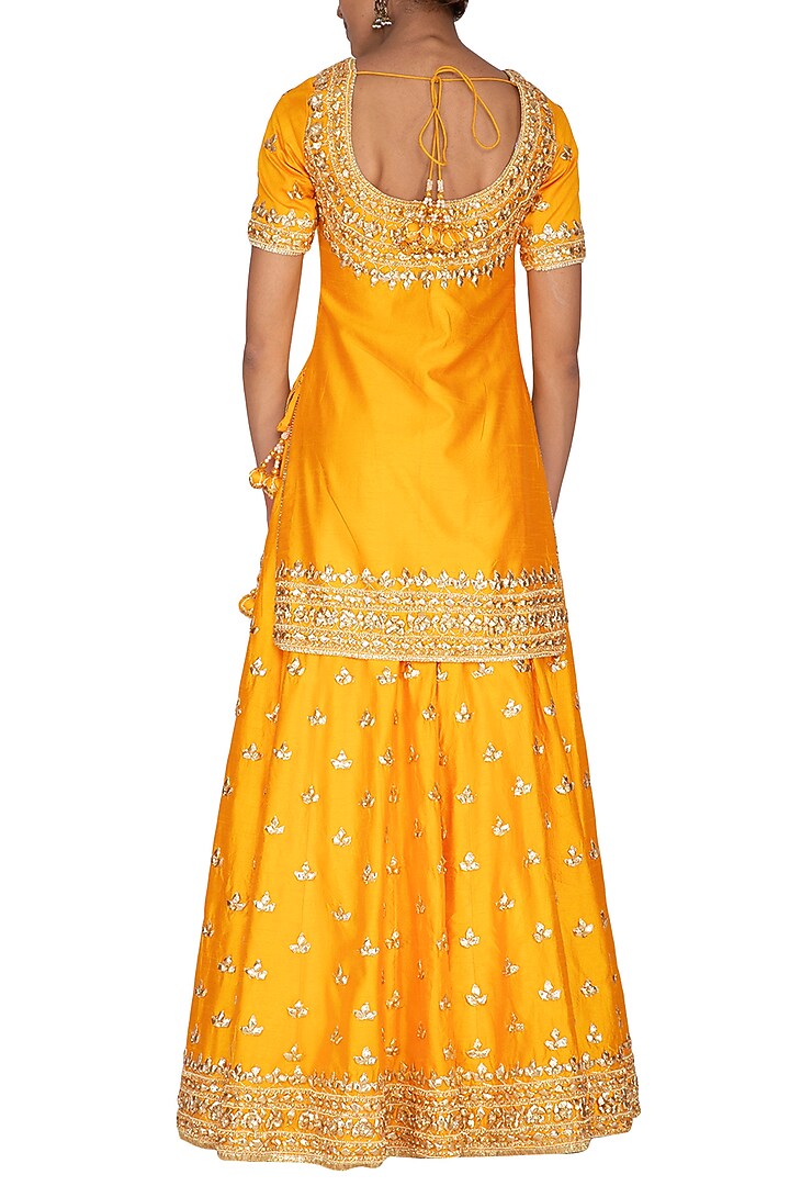 Mustard Embroidered Wedding Sharara Set by Preeti S Kapoor at Pernia's Pop Up Shop