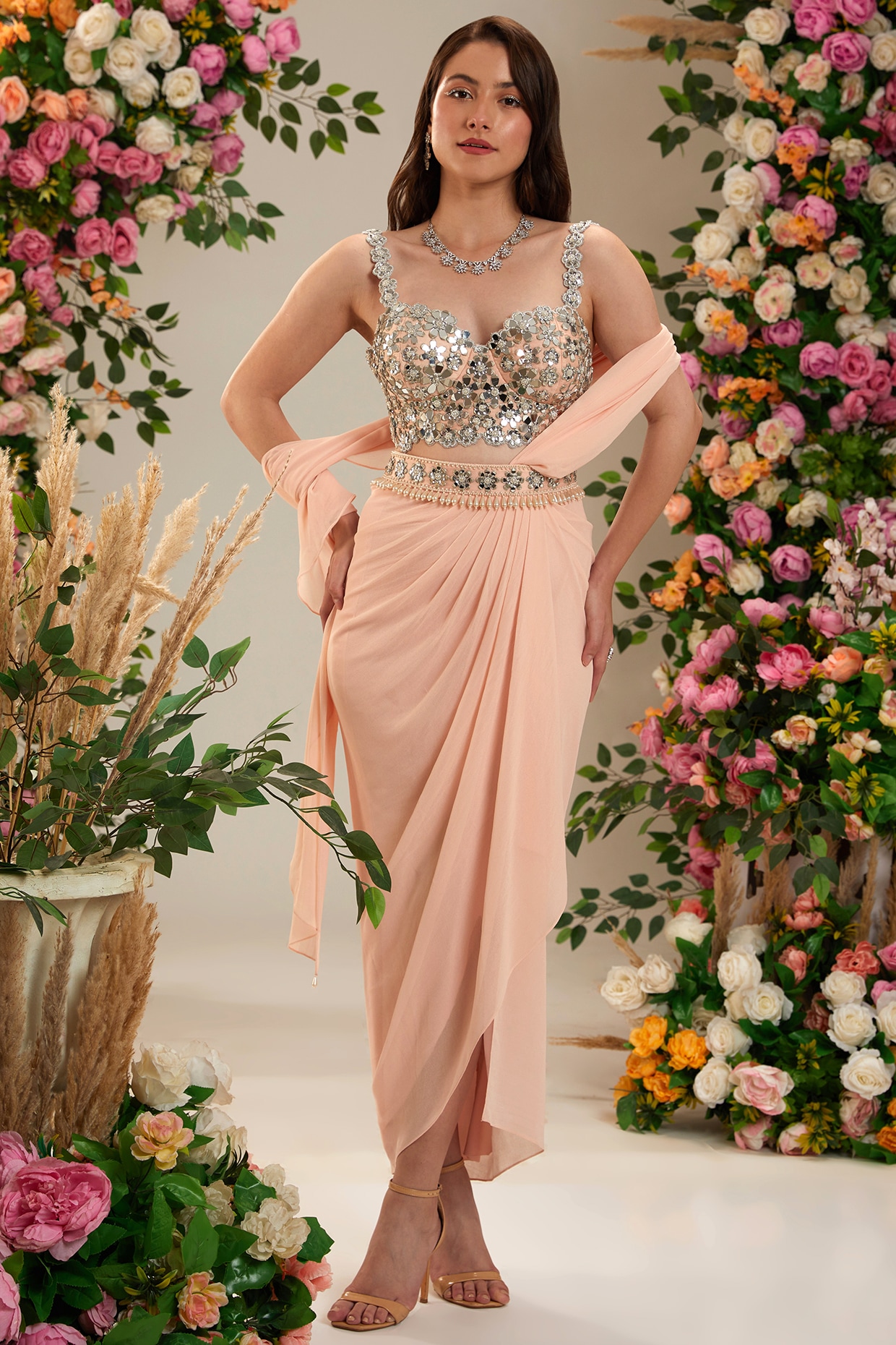 Saree Gown Online Pink Colour Saree - Designer Sarees Rs 500 to 1000 -  SareesWala.com