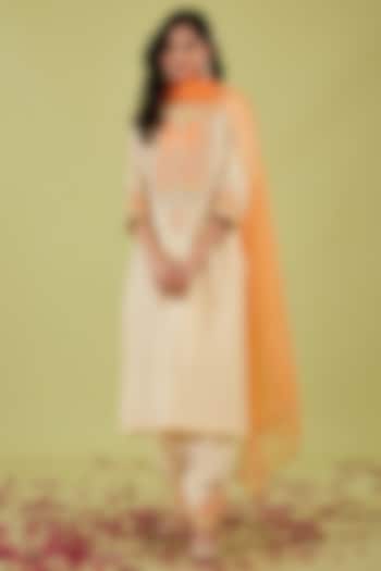 White Chanderi Sequins Embroidered Kurta Set by Preeti S Kapoor at Pernia's Pop Up Shop