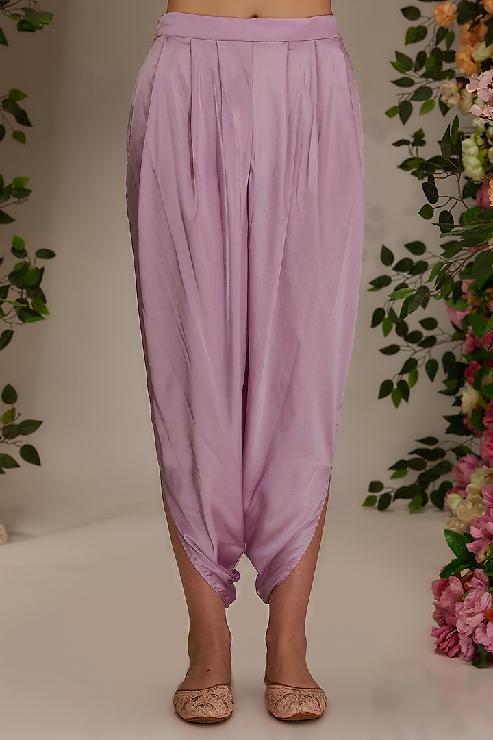 Mauve Chanderi Sequins Work A-Line Kurta Set by saina kapoor at Pernia's Pop Up Shop