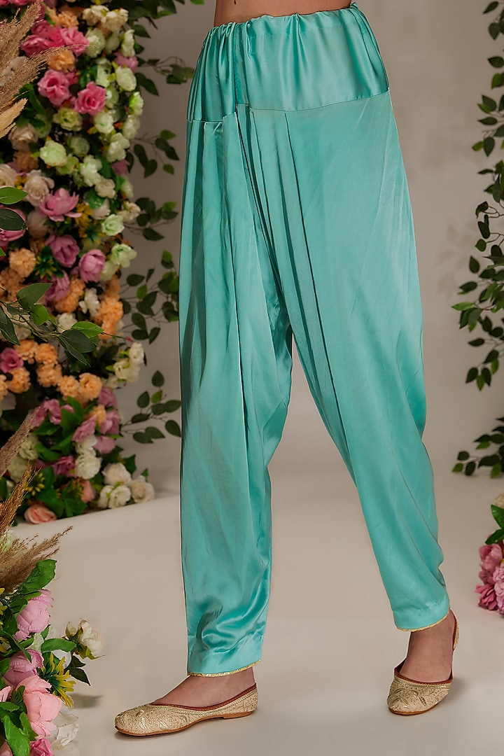 Turquoise Chanderi Gota Work Kalidar Kurta Set by saina kapoor at Pernia's Pop Up Shop