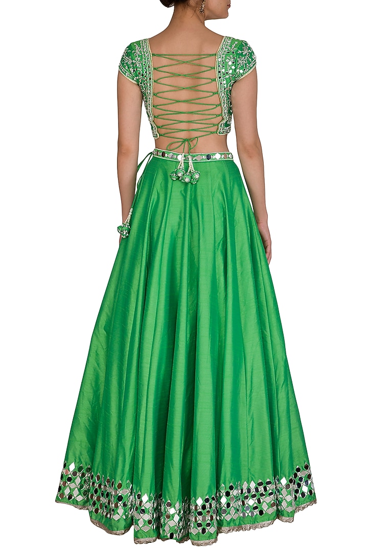 Green Embroidered Wedding Lehenga Set by Preeti S Kapoor at Pernia's Pop Up Shop