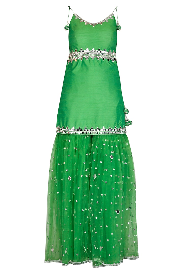 Green Embroidered Gharara Set by Preeti S Kapoor