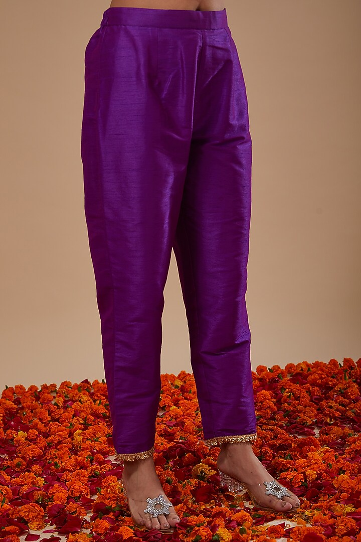 Purple Dupion & Organza Sequins Work Kurta Set by Preeti S Kapoor at Pernia's Pop Up Shop