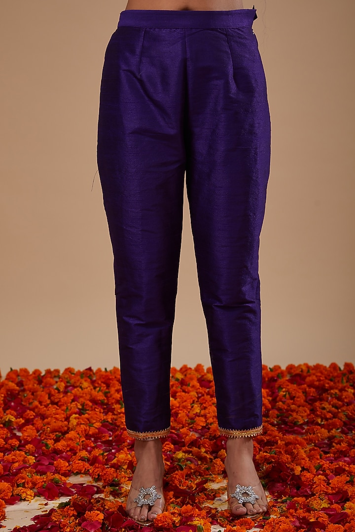 Blue Dupion & Organza Sequins Work Kurta Set by Preeti S Kapoor at Pernia's Pop Up Shop