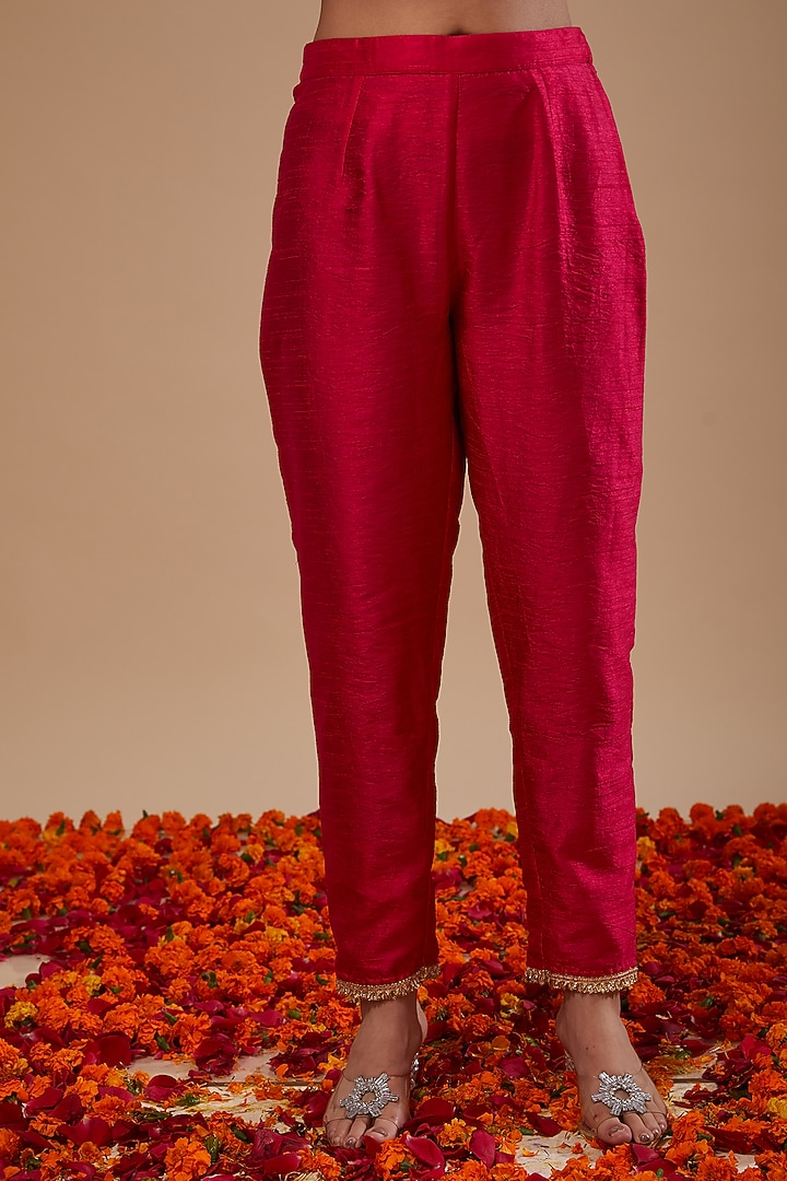 Fuchsia Dupion & Organza Sequins Work Kurta Set by Preeti S Kapoor at Pernia's Pop Up Shop