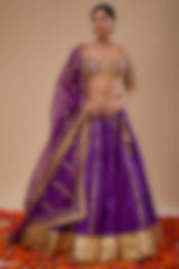 Purple Dupion & Organza Gota Work Wedding Lehenga Set by Preeti S Kapoor at Pernia's Pop Up Shop
