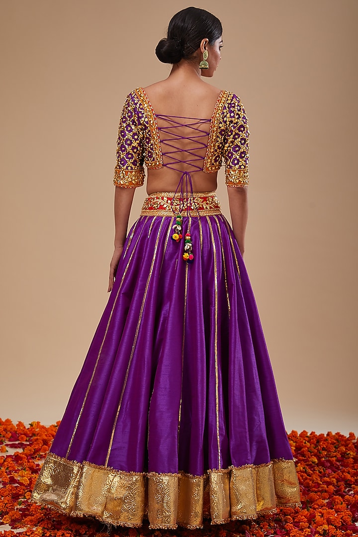 Purple Dupion & Organza Gota Work Wedding Lehenga Set by Preeti S Kapoor at Pernia's Pop Up Shop