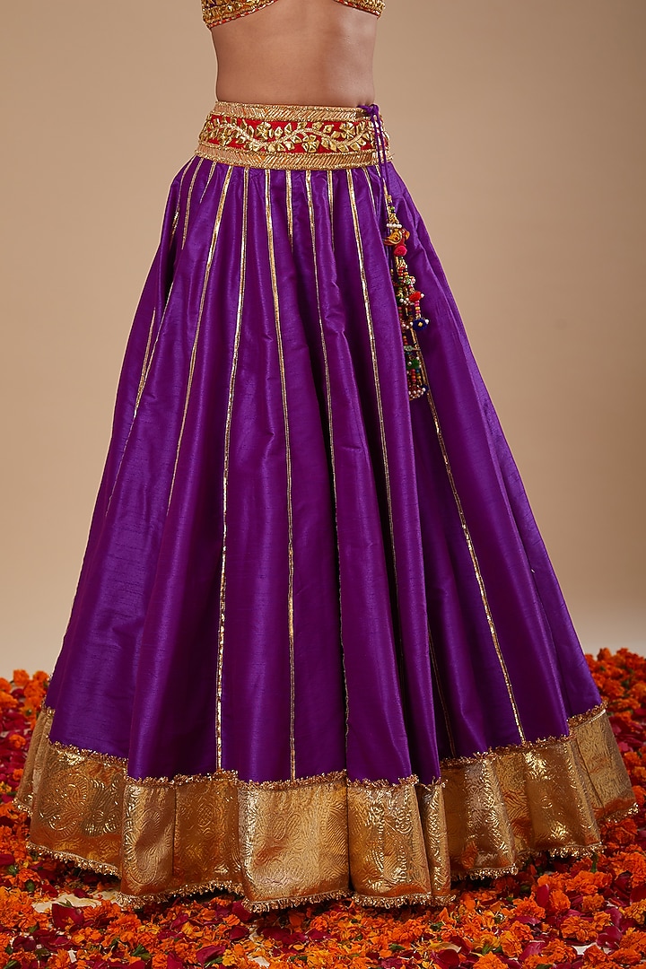 Purple Dupion & Organza Gota Work Wedding Lehenga Set by Preeti S Kapoor at Pernia's Pop Up Shop