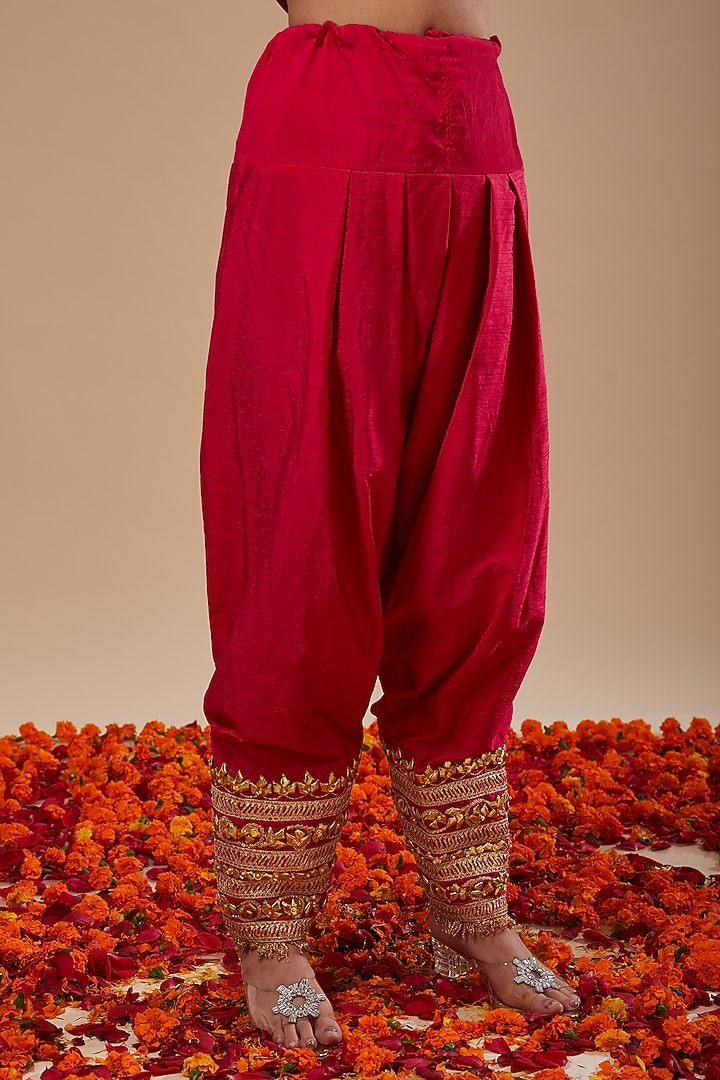 Midnight Blue Dupion & Organza Gota Work Wedding Anarkali Set by Preeti S Kapoor at Pernia's Pop Up Shop