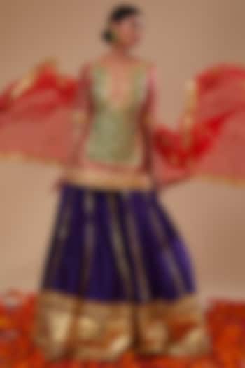 Purple Dupion & Organza Gota Work Wedding Lehenga Set by Preeti S Kapoor at Pernia's Pop Up Shop