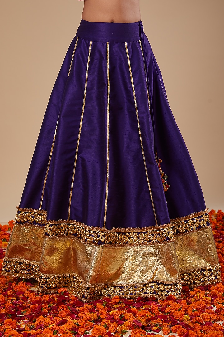 Purple Dupion & Organza Gota Work Wedding Lehenga Set by Preeti S Kapoor at Pernia's Pop Up Shop