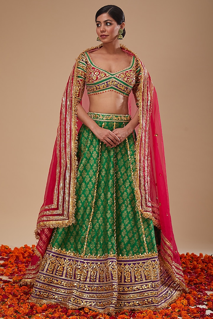 Multi-Colored Dupion & Organza Gota Work  dulhan bday 22 may Lehenga Set by Preeti S Kapoor at Pernia's Pop Up Shop