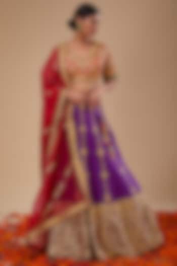 Purple Dupion & Organza Gota Work  dulhan bday 22 may Lehenga Set by Preeti S Kapoor at Pernia's Pop Up Shop