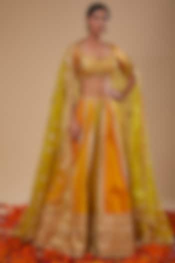 Mustard Dupion & Organza Gota Work  dulhan bday 22 may Lehenga Set by Preeti S Kapoor at Pernia's Pop Up Shop