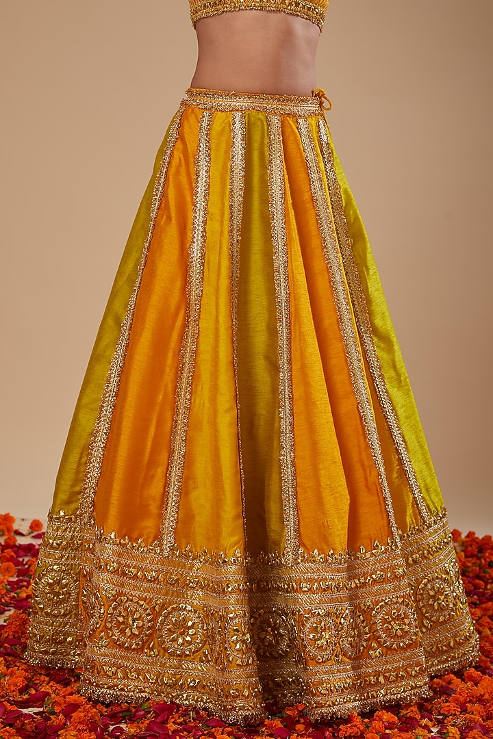 Mustard Dupion & Organza Gota Work Wedding Lehenga Set by Preeti S Kapoor at Pernia's Pop Up Shop