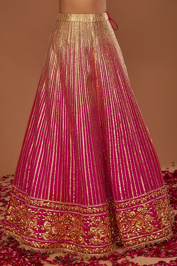 Multi-Colored Dupion & Organza Gota Work Wedding Lehenga Set by Preeti S Kapoor at Pernia's Pop Up Shop