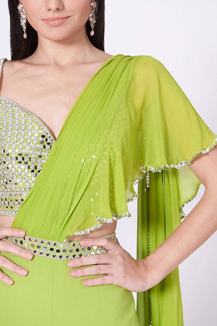 Leaf Green Embroidered Gharara Set by Preeti S Kapoor at Pernia's Pop Up Shop