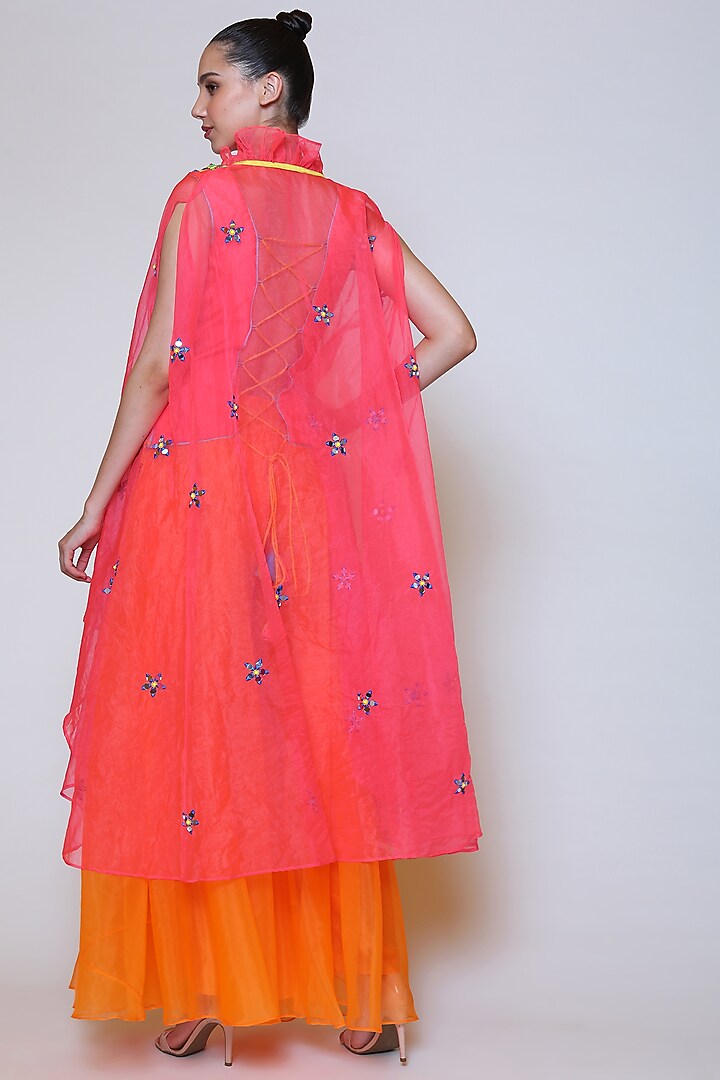 Orange Organza Wedding Sharara Set by Preeti S Kapoor at Pernia's Pop Up Shop