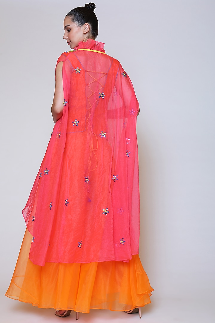 Orange Wedding Sharara Set With Mirror Work by Preeti S Kapoor at Pernia's Pop Up Shop