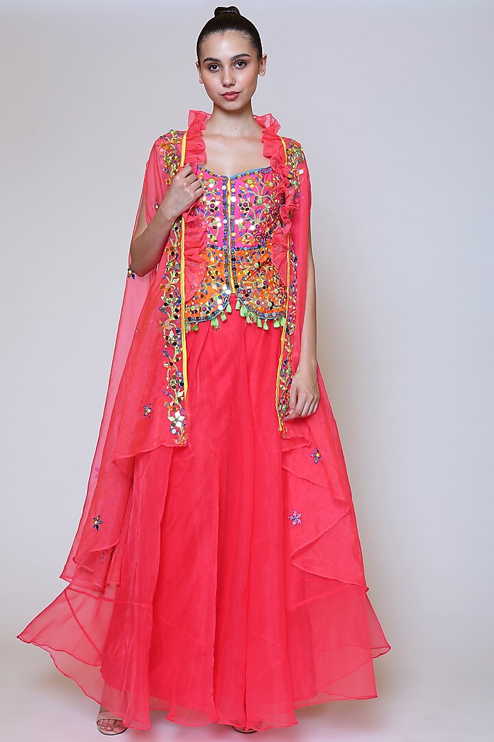 Pink Embroidered Sharara Set by Preeti S Kapoor
