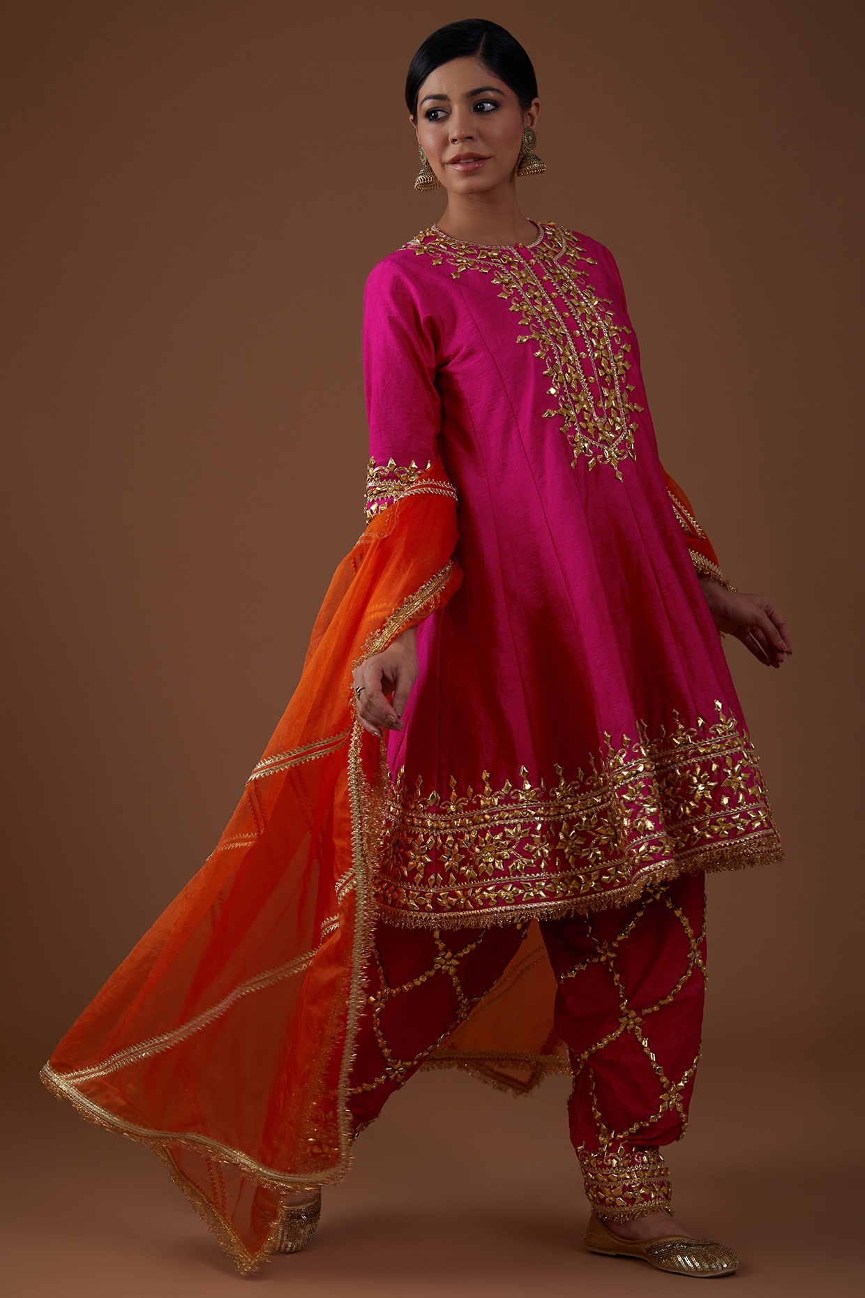Short Anarkali Dress: Knee-length pink suit with Free Matching Mask |  Diwali outfits, Pink anarkali, Pink anarkali suits