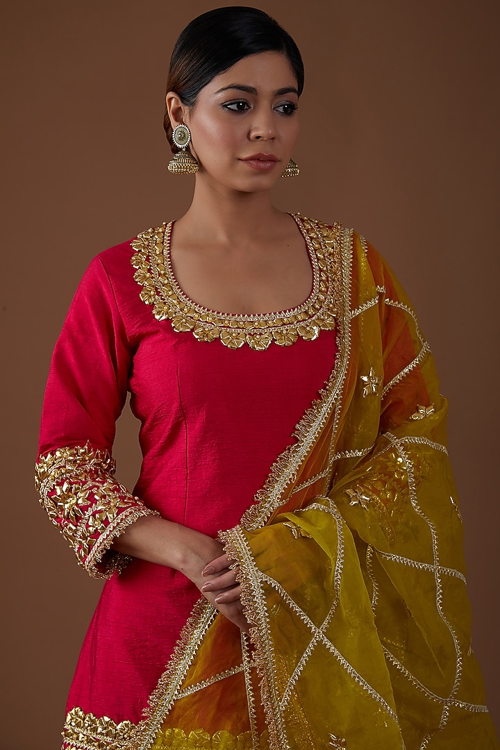 Violet Dupion Silk Hand Embroidered Wedding Lehenga Set by Preeti S Kapoor at Pernia's Pop Up Shop