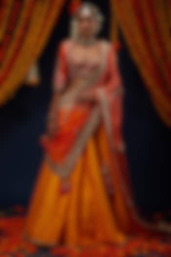 Marigold Yellow Ombre Raw Silk Sequin Embroidered Bridal Lehenga Set by Preeti S Kapoor at Pernia's Pop Up Shop